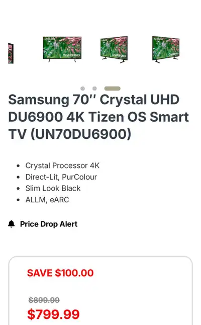 Samsung 70" Crystal UHD 4K Smart TV, View more