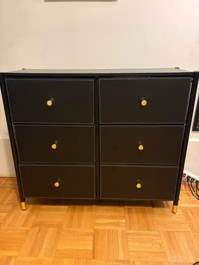 Black and Gold Six Drawer Dresser, View more