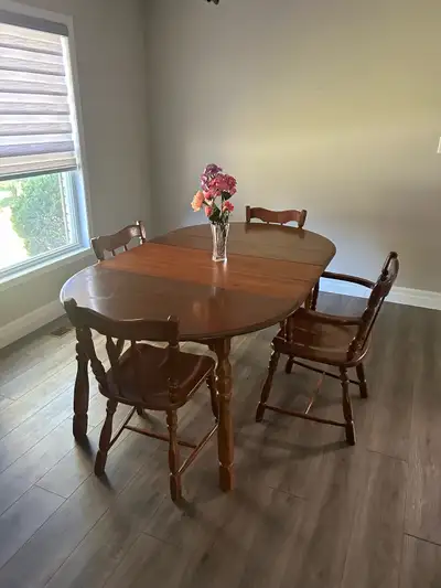 Extendable Wooden Dining Table w/ 4 chairs, View more