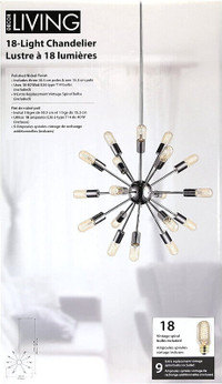 Decor Living Sputnik 18-Light Polished Nickel Chandelier-NEW