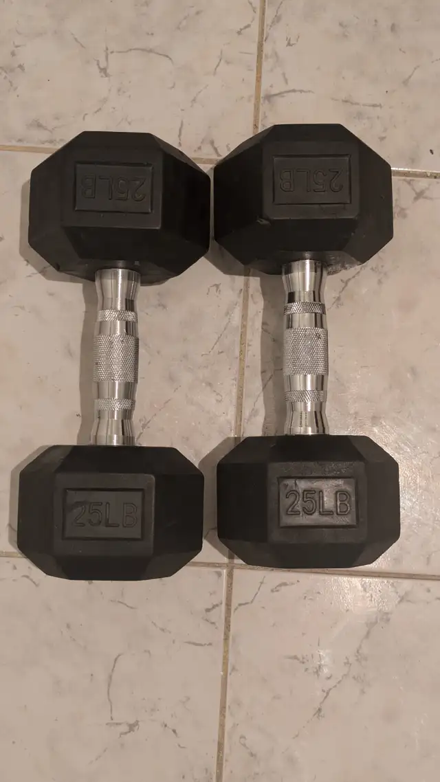 25 lb Rubber Hex Dumbbells492701780531619840