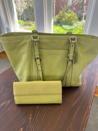 Mint green Coach Handbag and matching wallet