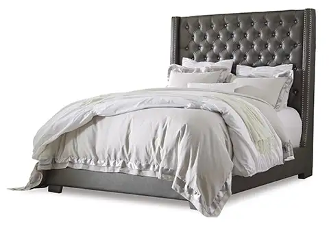 New Coralayne Grey Queen Upholstered Bedframe *Reg. $849* in Beds & Mattresses in Nanaimo - Image 2