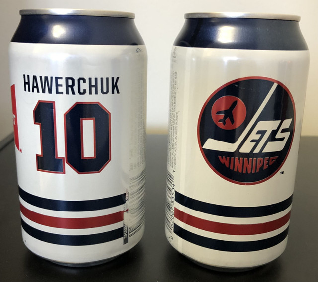 Selanne & Hawerchuk Winnipeg Jets Molson Canadian FULL Beer Cans in Arts & Collectibles in Winnipeg - Image 4