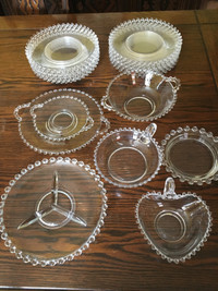 21 Pieces "Candlewick" Clear Glass Dishes