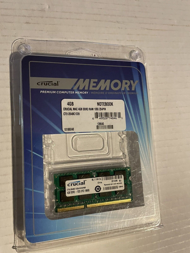 Crucial Memory 4GB-DDR3 Ram in Other in Mississauga / Peel Region