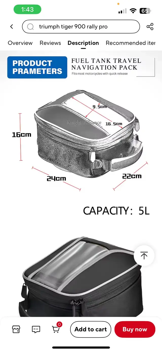 Motorcycle Fuel Tank Bag For Tiger 800 XC 850 Sport 900 in Motorcycle Parts & Accessories in Oakville / Halton Region - Image 5
