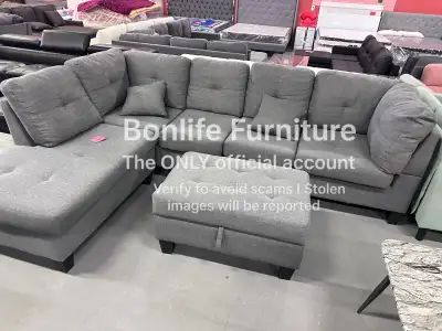 Brand new large velvet sectional sofa with storage ottoman on sale 107” by 80” For Only $799 Limited...