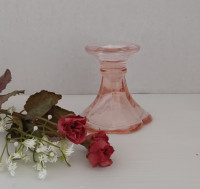 Pink, Depression Glass Candle Holder