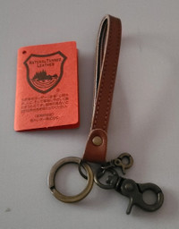 Genuine leather wristlet key fob.