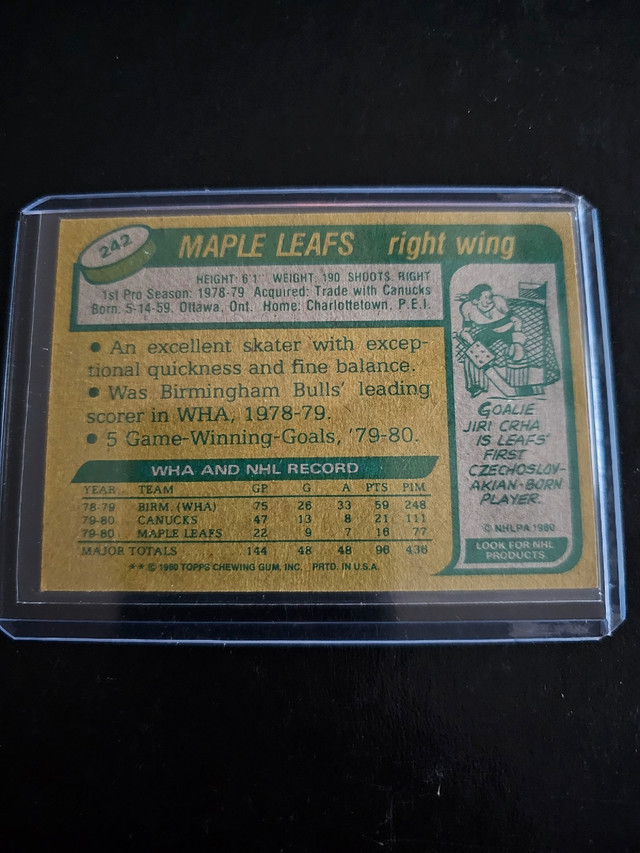 Rick vaive autograph rookie card  in Arts & Collectibles in Whitehorse - Image 2