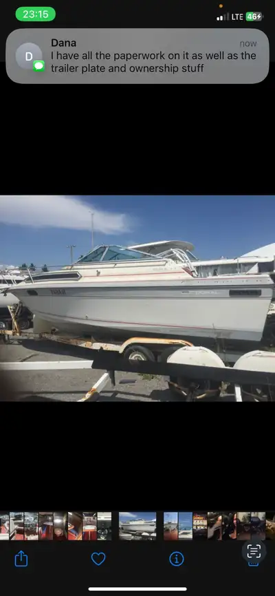 Boat needs some work starter and crack in one manifold good fixer upper with trailer 2200$obo takes...