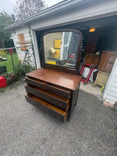 Free delivery antique Vintage Wooden Dresser with Mirror, View more