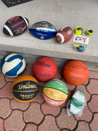 Basketballs, Soccer balls and pads, Footballs, Baseballs