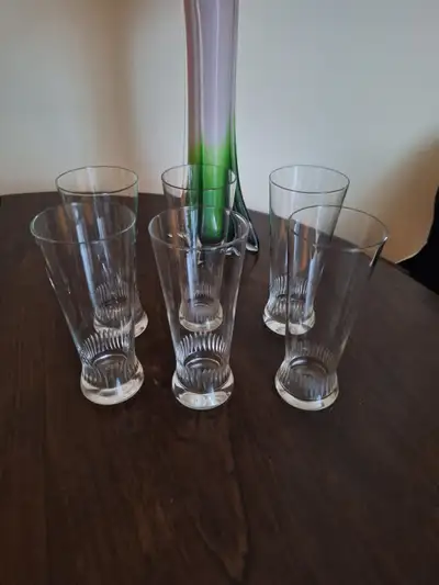 Set of six pilsner style beer glasses / mixed drink glasses, View more