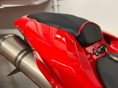 New Ducati Performance passenger seat & leather cover carbon fiber textured cushion grip rear rider...