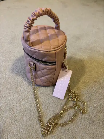 Vegan Pink Cylinder Shape Small Purse, View more
