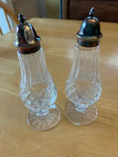 Vintage  Never Used Crystal Salt  and Pepper Shakers , View more