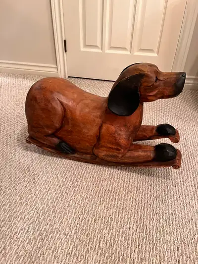 Vintage Solid Wood Rocking Dog, View more