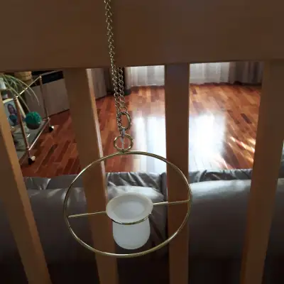 1ACCROCHE-CHANDELIER+CHANDELIER EN MÉTAL OR+1 CHANDELIER EN VERR, View more