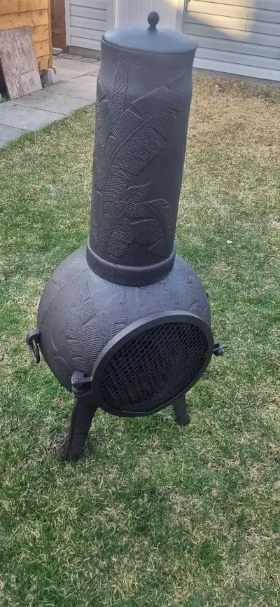 Vintage cast iron heavy chimney fire pit , View more