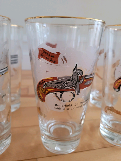 Like NEW 8 Vintage Glass Set: "Guns of the Former Day", View more