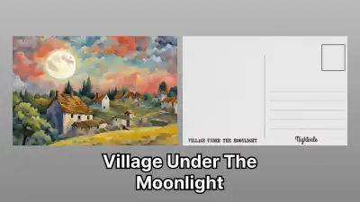 Nightvale Designs 4x6 Postcard-Village Under The Moonlight, View more
