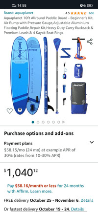 Aquaplanet 10ft Allround Paddle Board - Beginner’s Kit. Air Pump