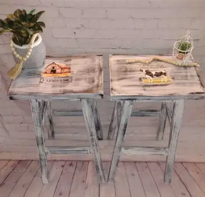 Farmhouse Style SET of Stools. , View more