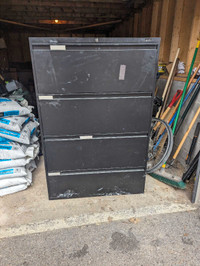 Large black four  drawer filing cabinet