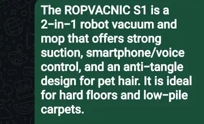 ROPVACNIC S1 Robot Vacuum and Mop, View more