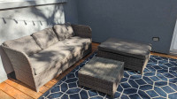 Wicker Sofa, Ottoman and table 