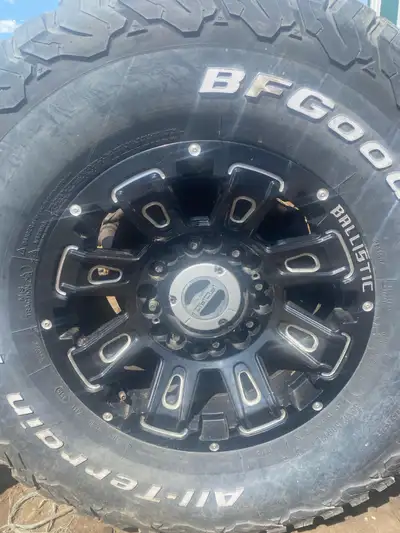 selling a nice set of Ballistic rims and tires. Tread is around 40% we will seperate tires from rims...