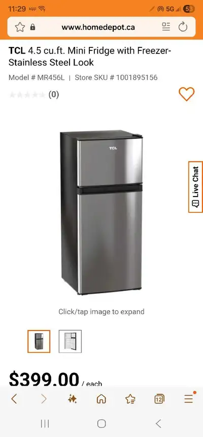 BRAND NEW 4.5 CU FT TCL MINI FRIDGE - Model - MR456L, View more