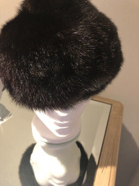 Vintage Dark Brown Chocolate Mink Real Fur 50s 60s Hat