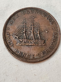 1854 New Brunswick 1/2 Penny Canadian Preconfederation