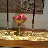 Gorgeous Vintage Hand Embroidered & Fringed Table Runner