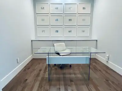 GLASS OFFICE DESK 60" x 30"  with CHAIR