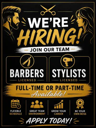 BARBER NEEDED &HAIRSTYLIST WANTED part time &full time , View more