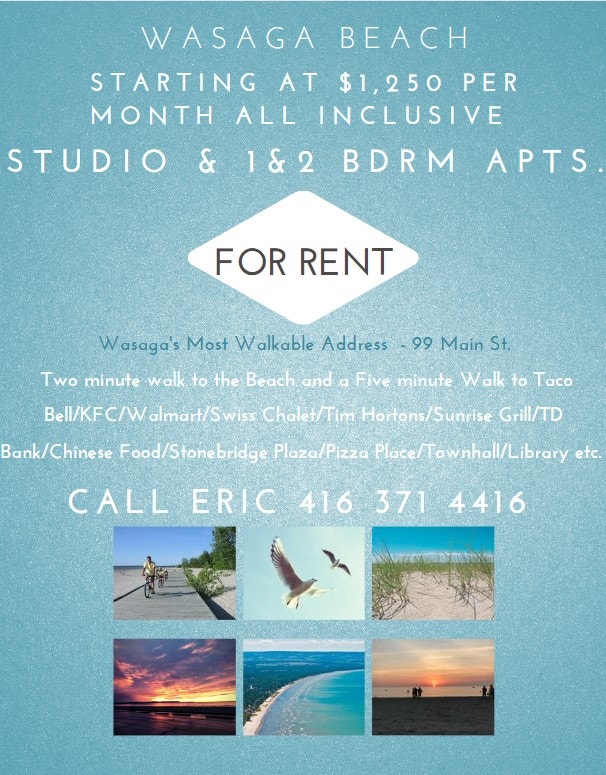 Wasaga Beach 2 BDRM Apt w/Fireplace Best Location Long Term