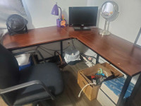 L Shaped Desk and Computer Chair