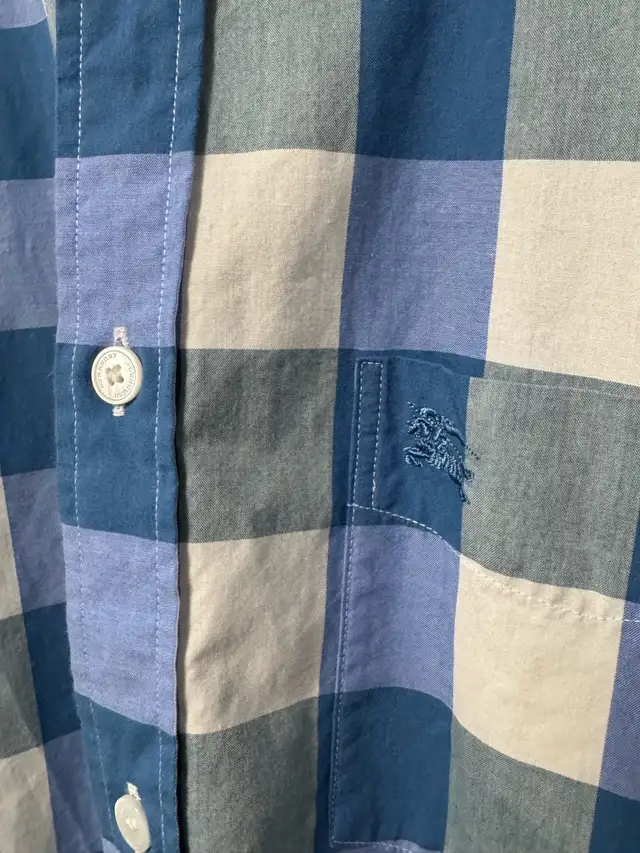 BURBERRY Men's Nova Checks Cotton LS Shirt - Blue/White, XXL in Men's in Ottawa - Image 7