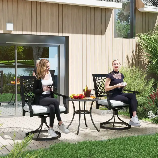 Outdoor Patio Chair, Metal Swivel Rocker Chairs with Cushion and in Patio & Garden Furniture in Markham / York Region - Image 2