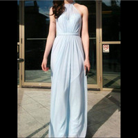 Gorgeous Light Blue Halter Prom Party Women's Dress (Size 0)