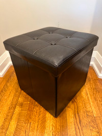 Folding Storage Cube Ottoman/Footrest With Padded Seat