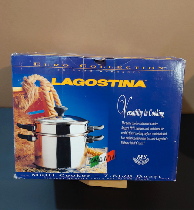 Lagostina 7.5 L / 8 quart Multi Cooker Pasta Pot Stainless Steel in Kitchen & Dining Wares in Oshawa / Durham Region - Image 2