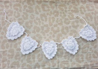 Handmade White Heart Garland~ 3.5"  to  4" hearts (approximately