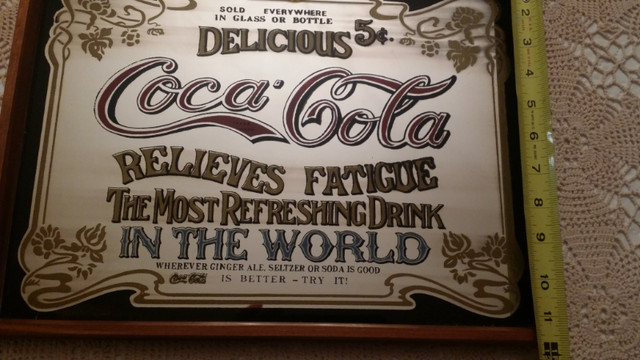 Vintage  (Coca - Cola) Mirrored Wall Hanging in Arts & Collectibles in Kingston - Image 3