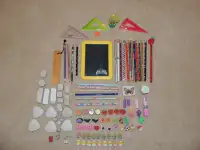 School Supplies - Pencils, Erasers, Bookmark, Small Blackboard -