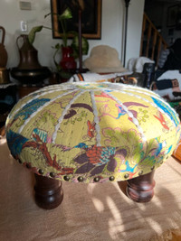 Foot Stool/Ottoman- Hand-Made Floral Fabric Made in India